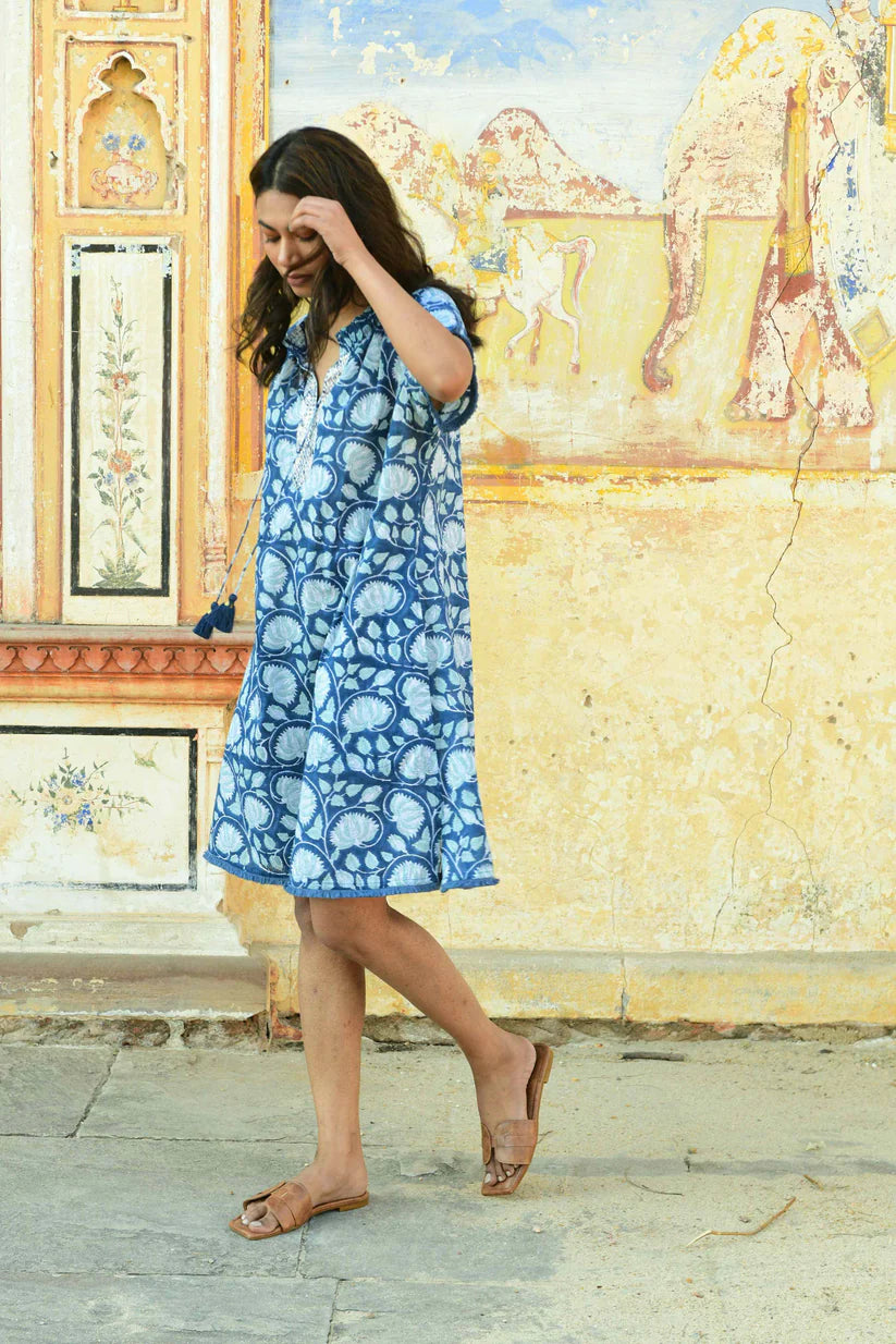 Azure And Indigo - Fleur Dress - Navy Sea