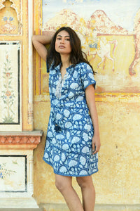 Azure And Indigo - Fleur Dress - Navy Sea