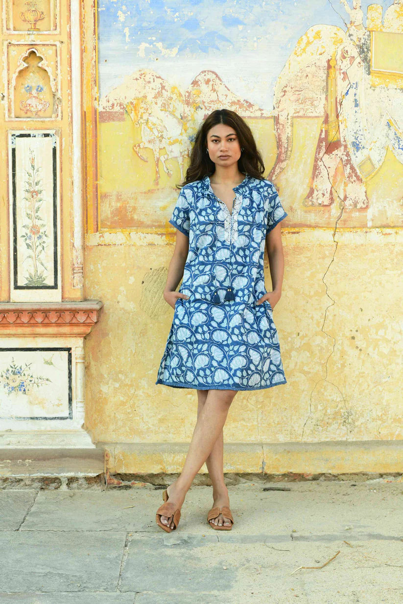 Azure And Indigo - Fleur Dress - Navy Sea