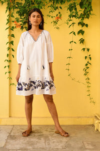 Azure And Indigo - Paradise Shift Dress - White