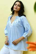 Load image into Gallery viewer, Azure And Indigo - Symi Blouse - Blue
