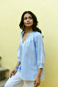 Azure And Indigo - Symi Blouse - Blue