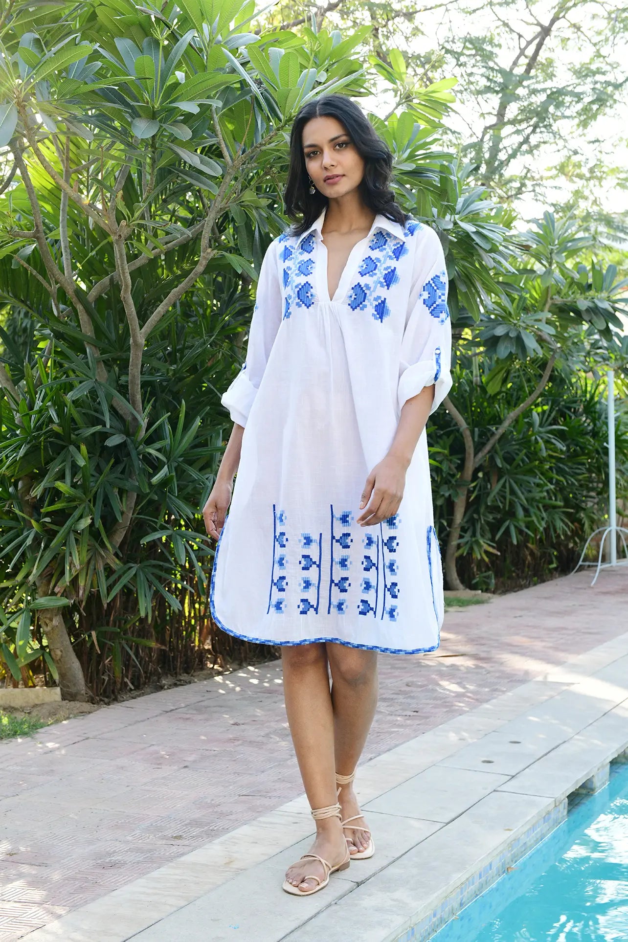 Azure And Indigo - Paros Shirt Dress - Blue