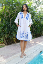 Load image into Gallery viewer, Azure And Indigo - Paros Shirt Dress - Blue
