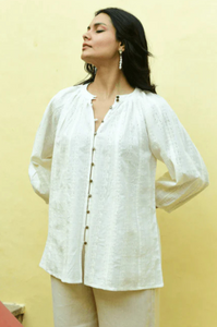 Azure And Indigo - Pondicherry Blouse - Off White