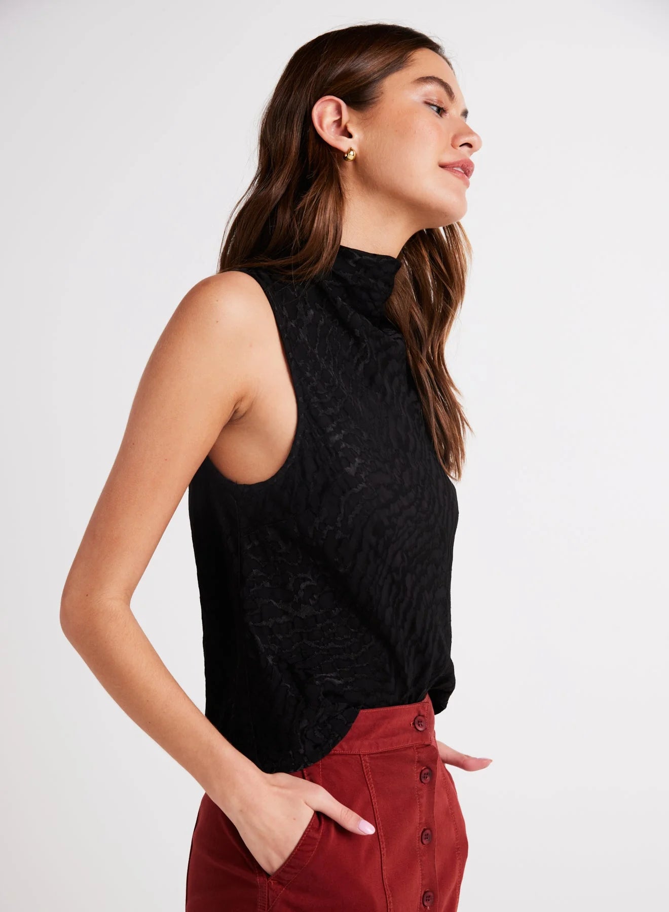 Bella Dahl - Cowl Neck Bias Top - Black