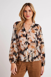 Bella Dahl - Long Sleeve Shirred Raglan Shirt - Harvest Floral Print