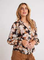 Load image into Gallery viewer, Bella Dahl - Long Sleeve Shirred Raglan Shirt - Harvest Floral Print
