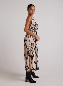 Bella Dahl - Pleated Halter Maxi Dress - Ivory Mosaic Print