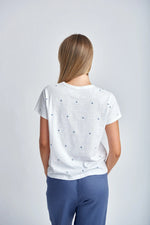 Load image into Gallery viewer, Cloth Paper Scissors - Embroidered Tee - White/Deep Blue
