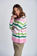 Load image into Gallery viewer, Cloth Paper Scissors - Multi Stripe Jumper - Twig/ White/Pink
