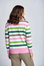 Load image into Gallery viewer, Cloth Paper Scissors - Multi Stripe Jumper - Twig/ White/Pink
