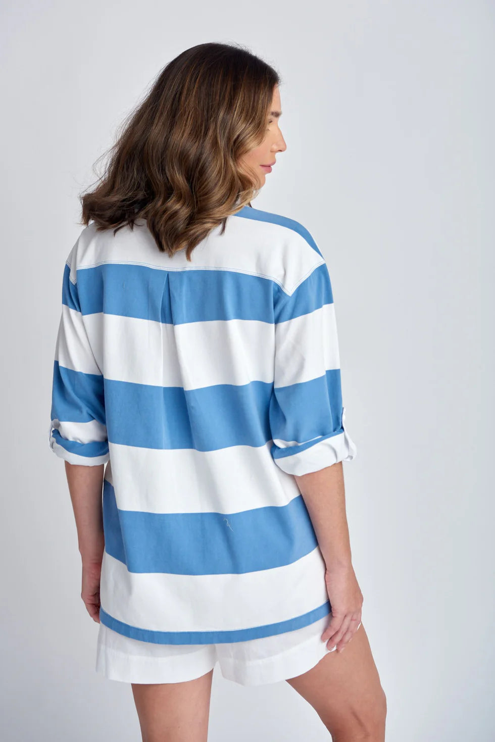 Cloth Paper Scissors - Stripe Rugby Top - White/Deep Blue