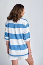 Load image into Gallery viewer, Cloth Paper Scissors - Stripe Rugby Top - White/Deep Blue
