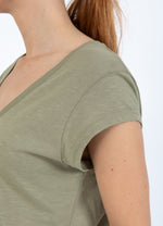 Load image into Gallery viewer, Coster Copenhagen - Heart Basic V Neck T Shirt - Dusty Olive
