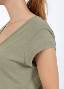 Coster Copenhagen - Heart Basic V Neck T Shirt - Dusty Olive