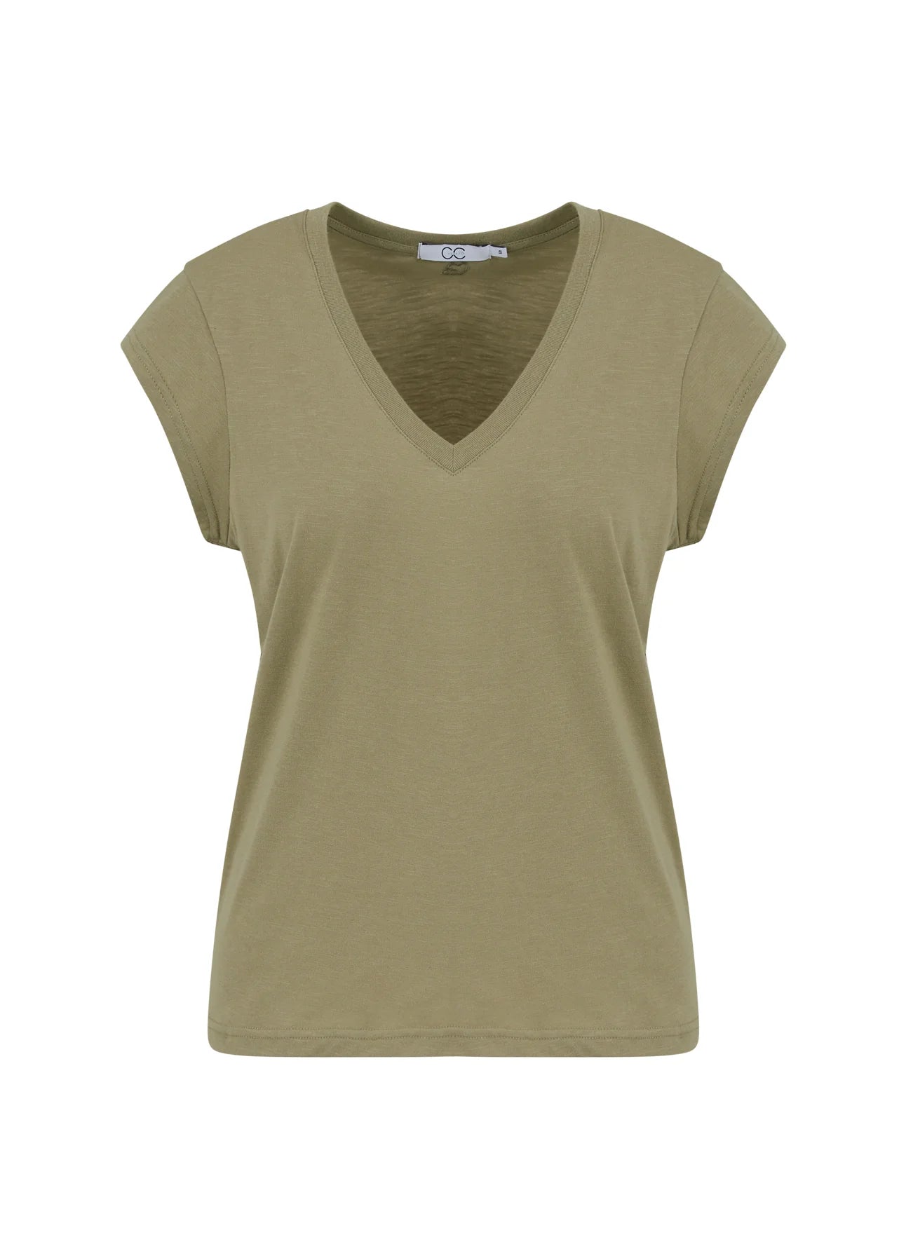 Coster Copenhagen - Heart Basic V Neck T Shirt - Dusty Olive