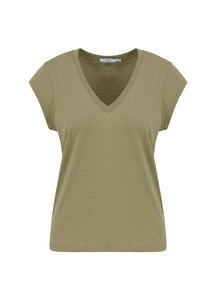 Coster Copenhagen - Heart Basic V Neck T Shirt - Dusty Olive