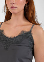 Load image into Gallery viewer, Coster Copenhagen - Heart Rosie Lace Top - Dark Stone Grey
