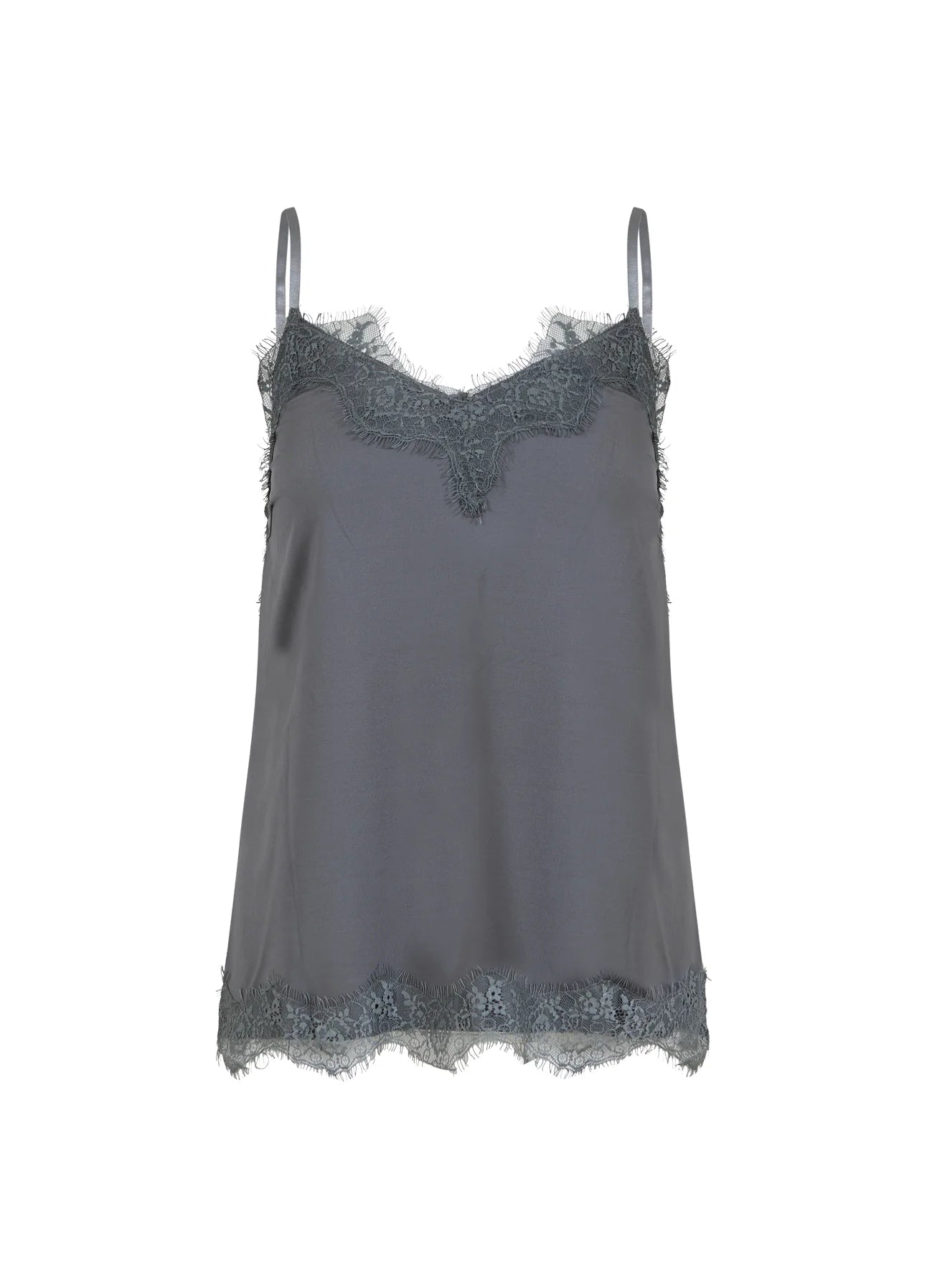 Coster Copenhagen - Heart Rosie Lace Top - Dark Stone Grey