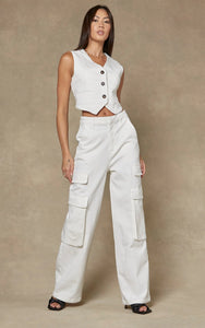 Dricoper | Cargo Wide Leg Pants | Cream