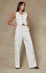 Load image into Gallery viewer, Dricoper | Cargo Wide Leg Pants | Cream
