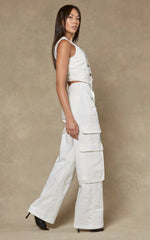 Load image into Gallery viewer, Dricoper | Cargo Wide Leg Pants | Cream
