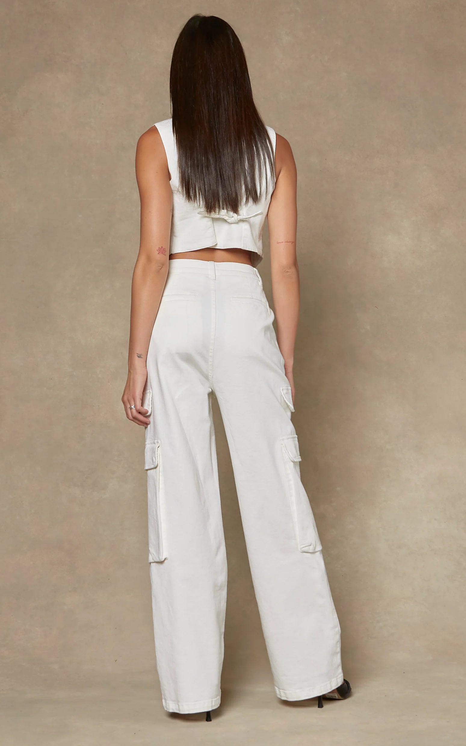 Dricoper | Cargo Wide Leg Pants | Cream