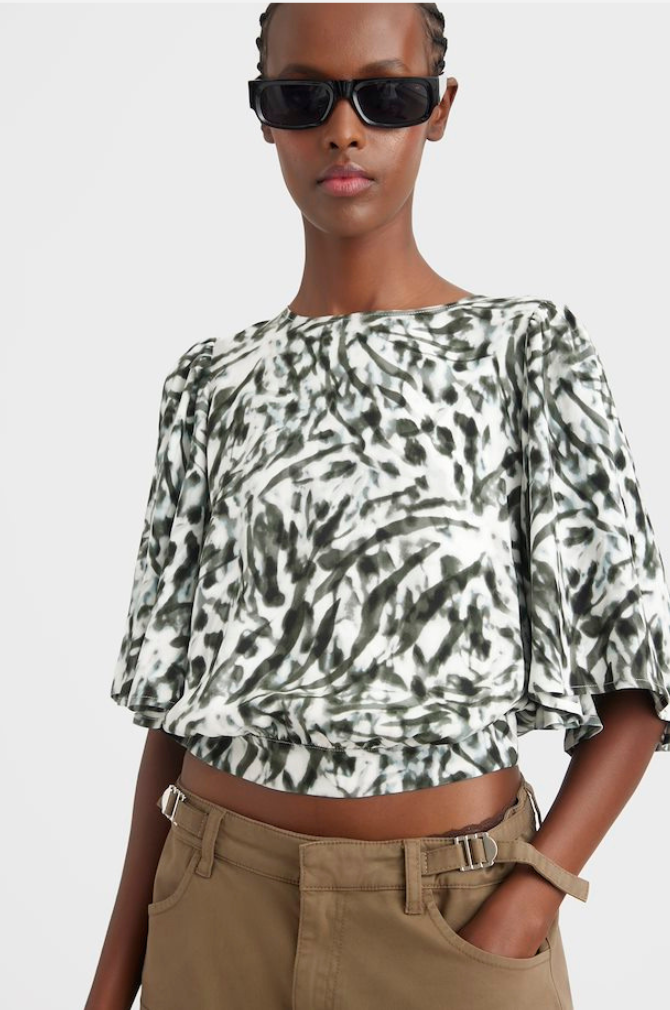 Gestuz - Blumia Blouse - Army Green Blurred Animal