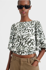 Load image into Gallery viewer, Gestuz - Blumia Blouse - Army Green Blurred Animal
