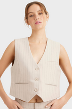 Load image into Gallery viewer, Gestuz - Joelle Pinstripe Waistcoat - Sand Pinstripe
