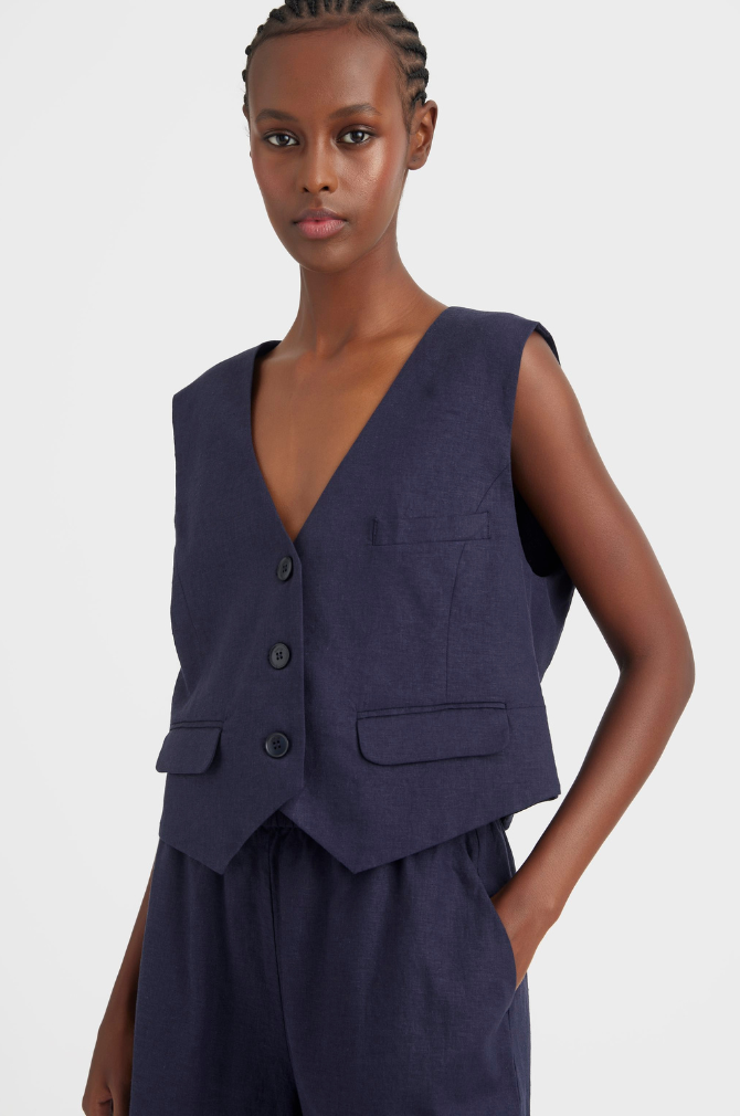 Gestuz - Liza Linen Waistcoat - Seaborne