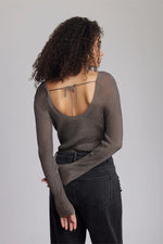 Load image into Gallery viewer, Gestuz - SilviGZ Deep Back Blouse - Warm Grey Metallic
