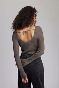 Gestuz - SilviGZ Deep Back Blouse - Warm Grey Metallic