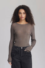 Load image into Gallery viewer, Gestuz - SilviGZ Deep Back Blouse - Warm Grey Metallic
