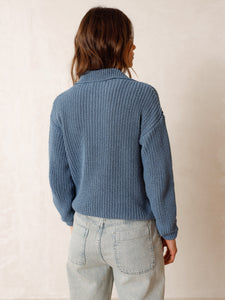 Indi And Cold - Classic Buttoned Collar Cardigan - Sky Blue