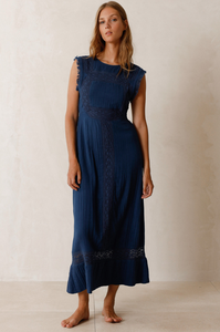 Indi And Cold - Double Gauze Open Back Dress - Indigo