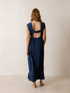 Indi And Cold - Double Gauze Open Back Dress - Indigo