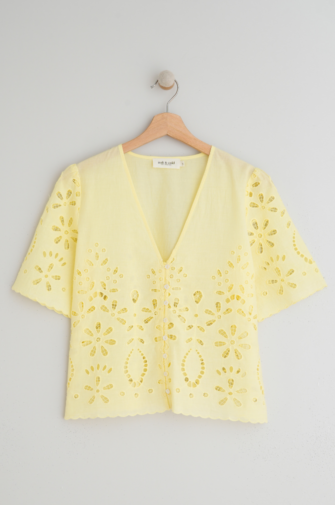 Indi And Cold - Embroidered Detail Shirt - Pistachio