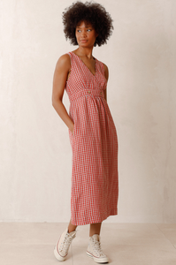 Indi And Cold - Linen Wrap Dress - Red