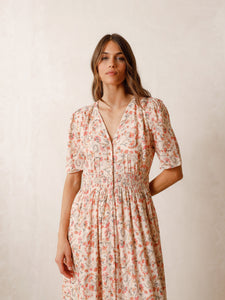 Indi And Cold - Luise Floral Midi Dress - Peach