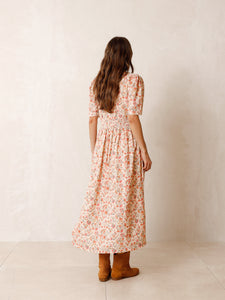 Indi And Cold - Luise Floral Midi Dress - Peach