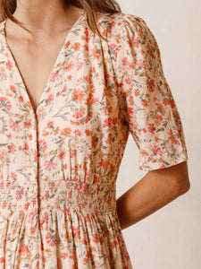 Indi And Cold - Luise Floral Midi Dress - Peach