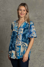 Load image into Gallery viewer, Johnny Was - Steph Button Up Shirt - Blue Stitch
