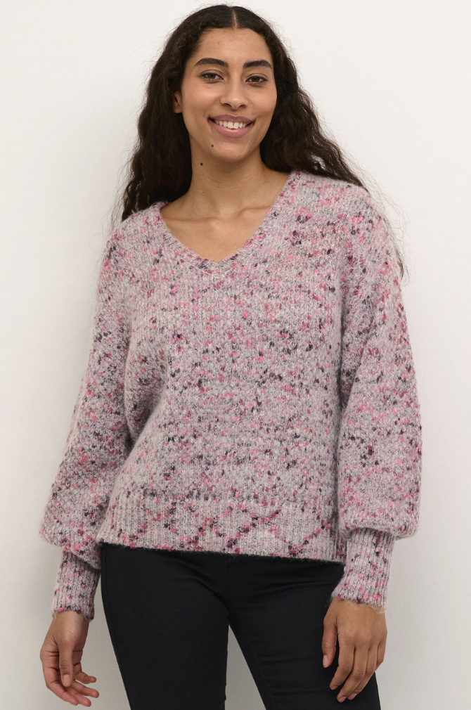 Kaffe - KAgiana Knit Pullover - Grey Pink Melange