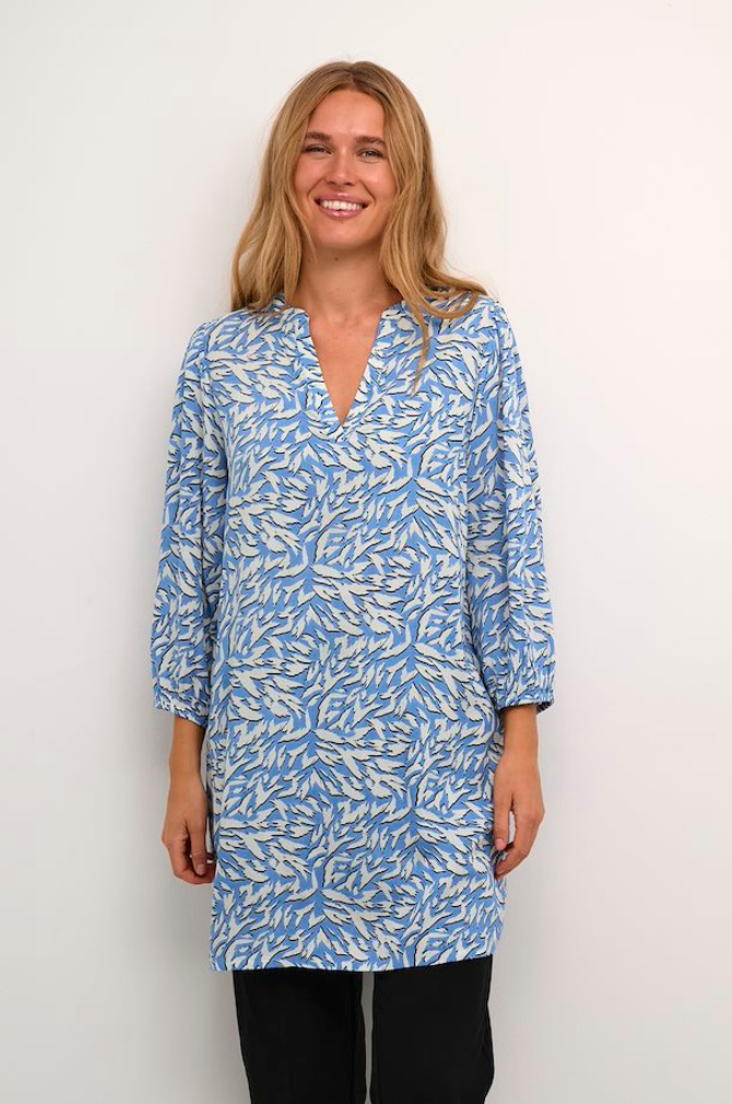 Kaffe - KJetta Tunic - Blue/White Graphic Animal