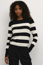 Load image into Gallery viewer, Kaffe - KAlizza Striped Knit Pullover - Black Turtledove Stripe
