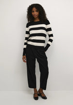 Load image into Gallery viewer, Kaffe - KAlizza Striped Knit Pullover - Black Turtledove Stripe
