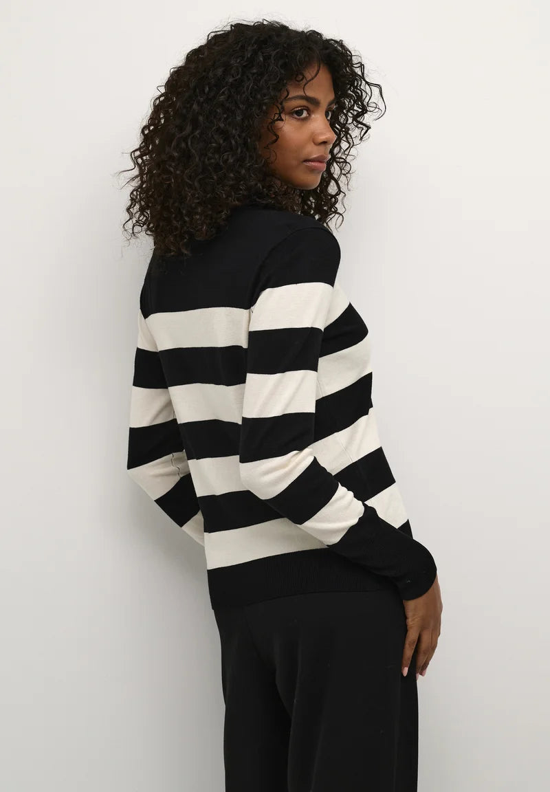 Kaffe - KAlizza Striped Knit Pullover - Black Turtledove Stripe