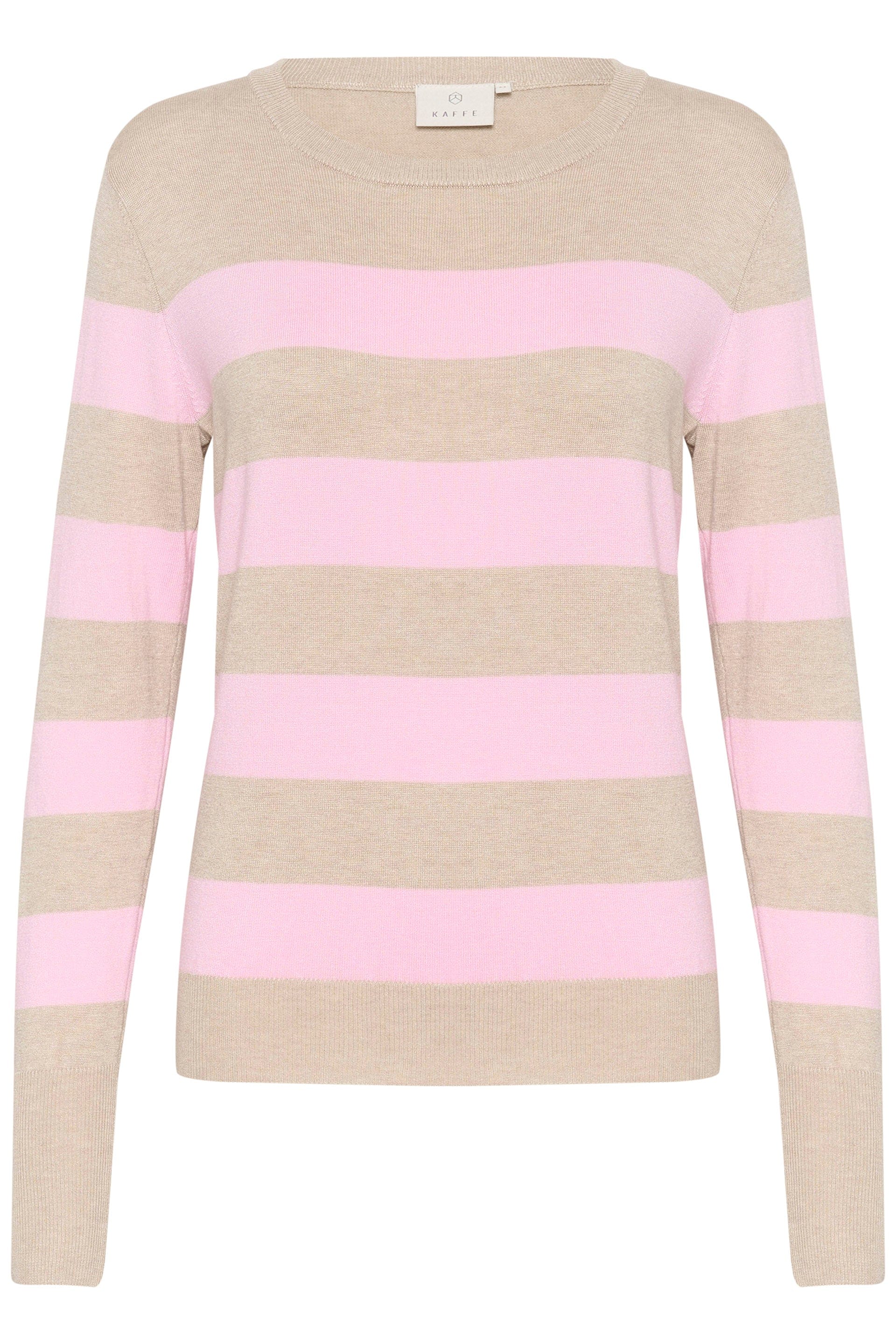 Kaffe - KAlizza Striped Knit Pullover - Feather Grey Mesarose Stripe